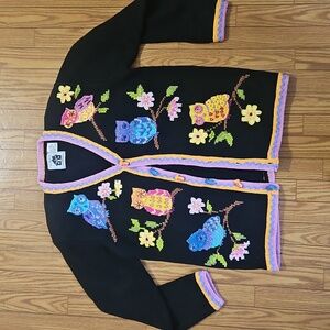 HSN Storybook Knits Owl Button Cardigan Sweater
